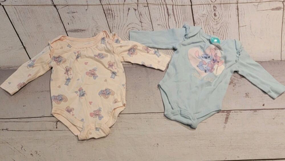 Baby Girl Stitch Angel Body Suits Long Sleeve 3-6months